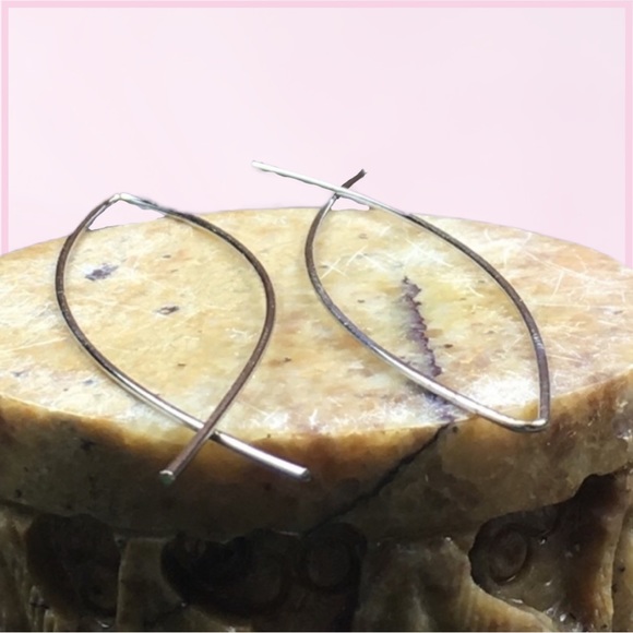 Silver Minimalist Hoop Earrings - Picture 2 of 6